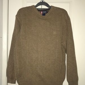 Chaps Ralph Lauren Crew Heavy Knit Sweater Brown